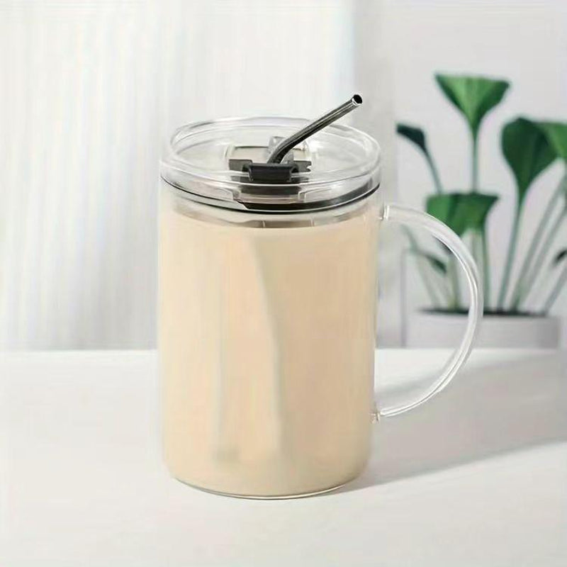 Glass Cup with Lid and Straw,33.81Oz Glass Water Cup,Drinking Cup for Home Office Use,Drinkware Gift Ldeas, Kitchen Accessories