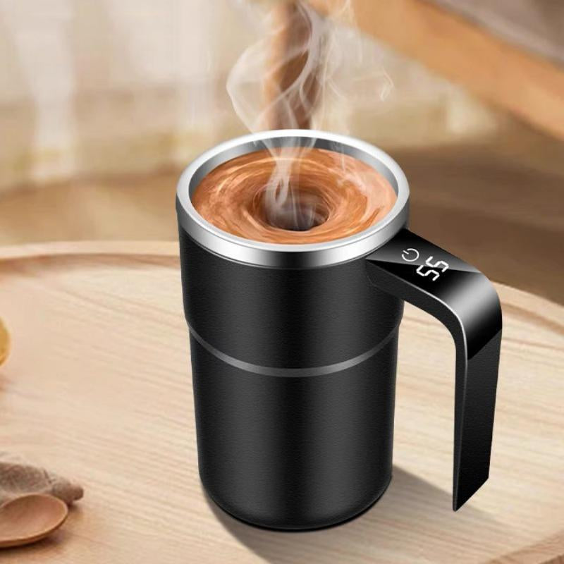 Fully Automatic Intelligent Magnetic Stirring Cup, with LED Intelligent Temperature Measurement, 20S Automatic Stirring Stop, 304 Stainless Steel Material, USB Charging, Waterproof Design, Suitable for Coffee, Milk Powder and Other Beverages