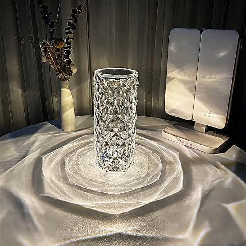 Bgfhome Crystal Table Lamp RGB Color Changing Night Light ,Romantic LED Rose Diamond Touch Lamps for Living Room (Remote & Touch