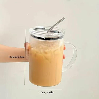 Glass Cup with Lid and Straw，33.81Oz Glass Water Cup，Drinking Cup for Home Office Use,Drinkware Gift Ldeas, Kitchen Accessories