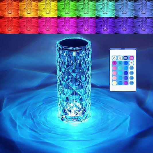 Bgfhome Crystal Table Lamp RGB Color Changing Night Light ,Romantic LED Rose Diamond Touch Lamps for Living Room (Remote & Touch