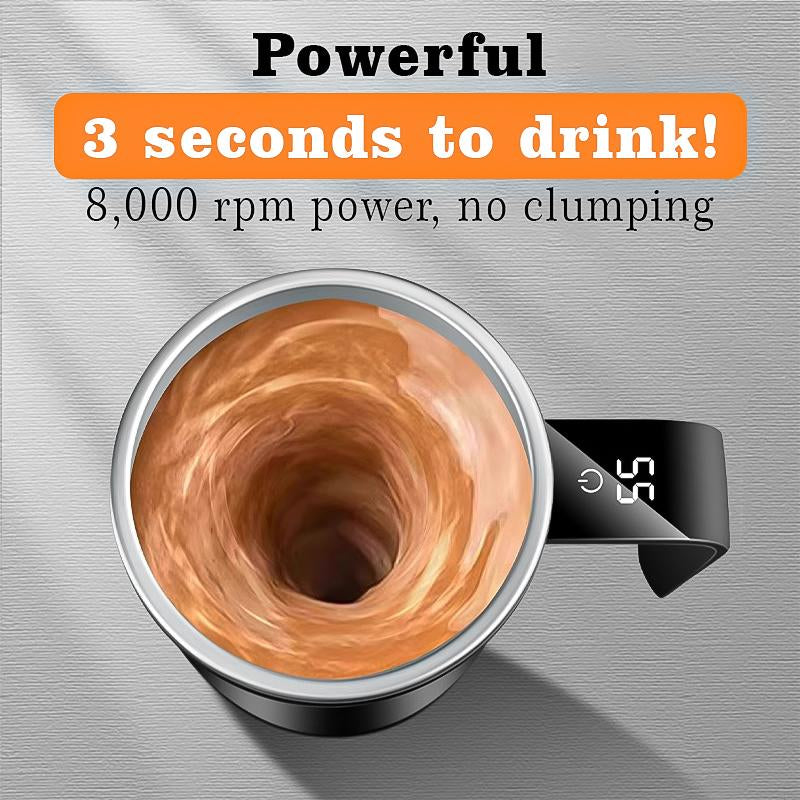 Fully Automatic Intelligent Magnetic Stirring Cup, with LED Intelligent Temperature Measurement, 20S Automatic Stirring Stop, 304 Stainless Steel Material, USB Charging, Waterproof Design, Suitable for Coffee, Milk Powder and Other Beverages