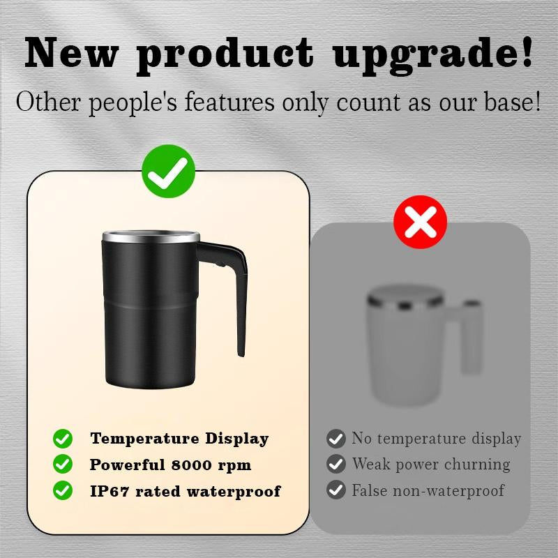 Fully Automatic Intelligent Magnetic Stirring Cup, with LED Intelligent Temperature Measurement, 20S Automatic Stirring Stop, 304 Stainless Steel Material, USB Charging, Waterproof Design, Suitable for Coffee, Milk Powder and Other Beverages