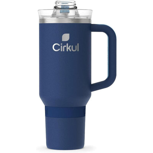 Cirkul 40Oz. Midnight Blue Stainless Steel Tumbler with Handle, All-Day Strawsip™, Double-Wall Insulated