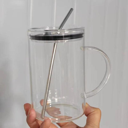 Glass Cup with Lid and Straw，33.81Oz Glass Water Cup，Drinking Cup for Home Office Use,Drinkware Gift Ldeas, Kitchen Accessories